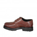 Woman’s brown leather Derby lace-up shoes with heel 3 - Available sizes:  42, 43, 44, 45, 46