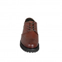 Woman’s brown leather Derby lace-up shoes with heel 3 - Available sizes:  42, 43, 44, 45, 46