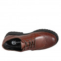 Woman’s brown leather Derby lace-up shoes with heel 3 - Available sizes:  42, 43, 44, 45, 46