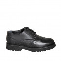 Woman’s black leather Derby lace-up shoes with heel 3 - Available sizes:  34, 42, 43, 44, 45, 46
