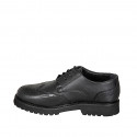 Woman’s black leather Derby lace-up shoes with heel 3 - Available sizes:  34, 42, 43, 44, 45, 46