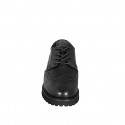 Woman’s black leather Derby lace-up shoes with heel 3 - Available sizes:  34, 42, 43, 44, 45, 46