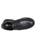 Woman’s black leather Derby lace-up shoes with heel 3 - Available sizes:  34, 42, 43, 44, 45, 46