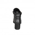 Botines para mujer en piel negra con cremallera y correa con hebilla, tacón 6 - Tallas disponibles:  33, 34, 42, 43, 44, 45, 46