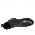 Botines para mujer en piel negra con cremallera y correa con hebilla, tacón 6 - Tallas disponibles:  33, 34, 42, 43, 44, 45, 46