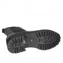 Botines Chelsea altos para mujer en piel negra con elásticos laterales, tacón 5 - Tallas disponibles:  32, 33, 34, 35, 42, 43, 45, 46
