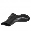 Botines Chelsea altos para mujer en piel negra con elásticos laterales, tacón 5 - Tallas disponibles:  32, 33, 34, 35, 42, 43, 45, 46