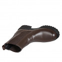 Botines Chelsea altos para mujer en piel marron oscura con elásticos laterales, tacón 5 - Tallas disponibles:  32, 33, 43, 44, 45