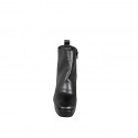 Botines para mujer con plataforma en piel negra, cremallera y tachuela, tacón 10 - Tallas disponibles:  32, 33, 34, 43, 44, 45