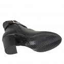 Botines para mujer en piel negra con cremallera y correa con hebilla, tacón 7 - Tallas disponibles:  32, 33, 34, 42, 43, 44, 45
