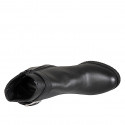 Botines para mujer en piel negra con cremallera y correa con hebilla, tacón 7 - Tallas disponibles:  32, 33, 34, 42, 43, 44, 45