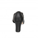 Woman’s black leather Mary Jane pumps with a round toe and block heel 7 - Available sizes:  32, 33, 34, 35, 43, 44, 45, 46