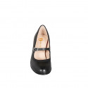 Woman’s black leather Mary Jane pumps with a round toe and block heel 7 - Available sizes:  32, 33, 34, 35, 43, 44, 45, 46
