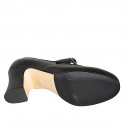Woman’s black leather Mary Jane pumps with a round toe and block heel 7 - Available sizes:  32, 33, 34, 35, 43, 44, 45, 46
