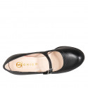 Woman’s black leather Mary Jane pumps with a round toe and block heel 7 - Available sizes:  32, 33, 34, 35, 43, 44, 45, 46