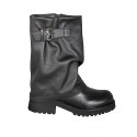 Woman’s three-quarter length boots in black leather with a draped shaft, buckle heel 5 - Available sizes:  32, 33, 34, 46
