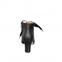 Botines para mujer con cordones en piel negra, con cremallera, punta redonda y tacón 7 - Tallas disponibles:  33, 34, 44, 45