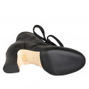 Botines para mujer con cordones en piel negra, con cremallera, punta redonda y tacón 7 - Tallas disponibles:  33, 34, 44, 45