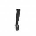 Woman’s black leather and stretch fabric boots with zip and heel 4 - Available sizes:  32, 33, 34, 43, 44, 45