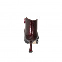 Botines con punta para mujer en charol granate metalizado con cremallera y tacón 7 - Tallas disponibles:  32, 33, 34, 42, 44, 45