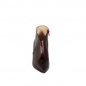 Bottines pointues pour femme en verni bordeaux métallisé avec fermeture éclair et talon 7 - Pointures disponibles:  32, 33, 34, 42, 44, 45