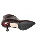 Bottines pointues pour femme en verni bordeaux métallisé avec fermeture éclair et talon 7 - Pointures disponibles:  32, 33, 34, 42, 44, 45