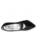 Woman's pointy pumps in black leather and suede with V-cut vamp and heel 11 - Available sizes:  31, 32, 34, 35, 42, 43, 44, 45, 46, 47