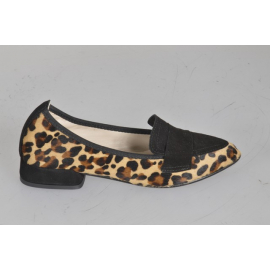 Mocassin pour femmes à bout pointu en daim avec imprimé animalier et noir talon 2 - Pointures disponibles:  32, 33, 34, 42, 43, 44, 45, 46
