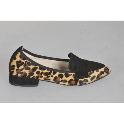 Mocassin pour femmes à bout pointu en daim avec imprimé animalier et noir talon 2 - Pointures disponibles:  32, 33, 34, 42, 43, 44, 45, 46