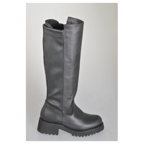 Woman’s black leather and stretch leather boots with zip and heel 5 - Available sizes:  32, 33, 34, 43, 44, 46