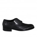 Men's laced derby shoe in black leather with Brogue pattern - Available sizes:  36, 37, 38, 46, 47, 48, 49, 51, 52