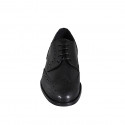 Scarpa stringata derby da uomo in pelle nera con lavorazione Brogue - Misure disponibili: 36, 37, 38, 46, 47, 48, 49, 51, 52