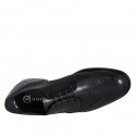 Men's laced derby shoe in black leather with Brogue pattern - Available sizes:  36, 37, 38, 46, 47, 48, 49, 51