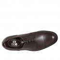 Men's elegant derby shoe with laces and captoe in brown leather - Available sizes:  36, 37, 38, 46, 47, 48, 49, 50, 51, 52