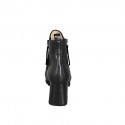 Woman’s black leather ankle boots with double zip and heel 7 - Available sizes:  32, 33, 34, 42, 43, 44, 46