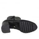 Woman’s black leather ankle boots with double zip and heel 7 - Available sizes:  32, 33, 34, 42, 43, 44, 46