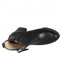 Woman’s black leather ankle boots with double zip and heel 7 - Available sizes:  32, 33, 34, 42, 43, 44, 46