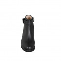 Black leather woman’s ankle boots with zip fastening, buckle strap and heel 5 - Available sizes:  32, 33, 34, 42, 43, 44, 45