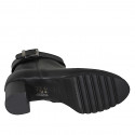 Black leather woman’s ankle boots with zip fastening, buckle strap and heel 5 - Available sizes:  32, 33, 34, 42, 43, 44, 45