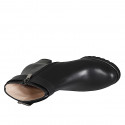 Black leather woman’s ankle boots with zip fastening, buckle strap and heel 5 - Available sizes:  32, 33, 34, 42, 43, 44, 45