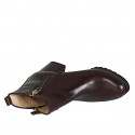Woman’s brown leather ankle boots with zippers and heel 7 - Available sizes:  32, 33, 42, 43, 44, 45