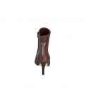 Woman’s dark brown pointed-toe leather ankle boots with zip and heel 7 - Available sizes:  32, 34, 35, 42, 43