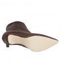 Woman’s dark brown pointed-toe leather ankle boots with zip and heel 7 - Available sizes:  32, 34, 35, 42, 43