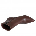 Woman’s dark brown pointed-toe leather ankle boots with zip and heel 7 - Available sizes:  32, 34, 35, 42, 43