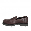 Woman’s dark brown leather loafer with heel 3 - Available sizes:  33, 42, 43, 44, 45, 46