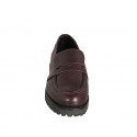 Woman’s dark brown leather loafer with heel 3 - Available sizes:  33, 42, 43, 44, 45, 46