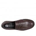 Woman’s dark brown leather loafer with heel 3 - Available sizes:  33, 42, 43, 44, 45, 46