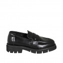 Woman’s black leather loafer with heel 3 - Available sizes:  32, 33, 34, 43, 44, 45, 46