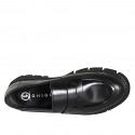 Woman’s black leather loafer with heel 3 - Available sizes:  32, 33, 34, 43, 44, 45, 46
