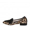 Woman’s pointed-toe suede loafer with black and animal-print detailing heel 2 - Available sizes:  32, 33, 34, 44, 45, 46
